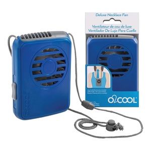 O2Cool Battery Powered Deluxe Necklace Fan in Blue